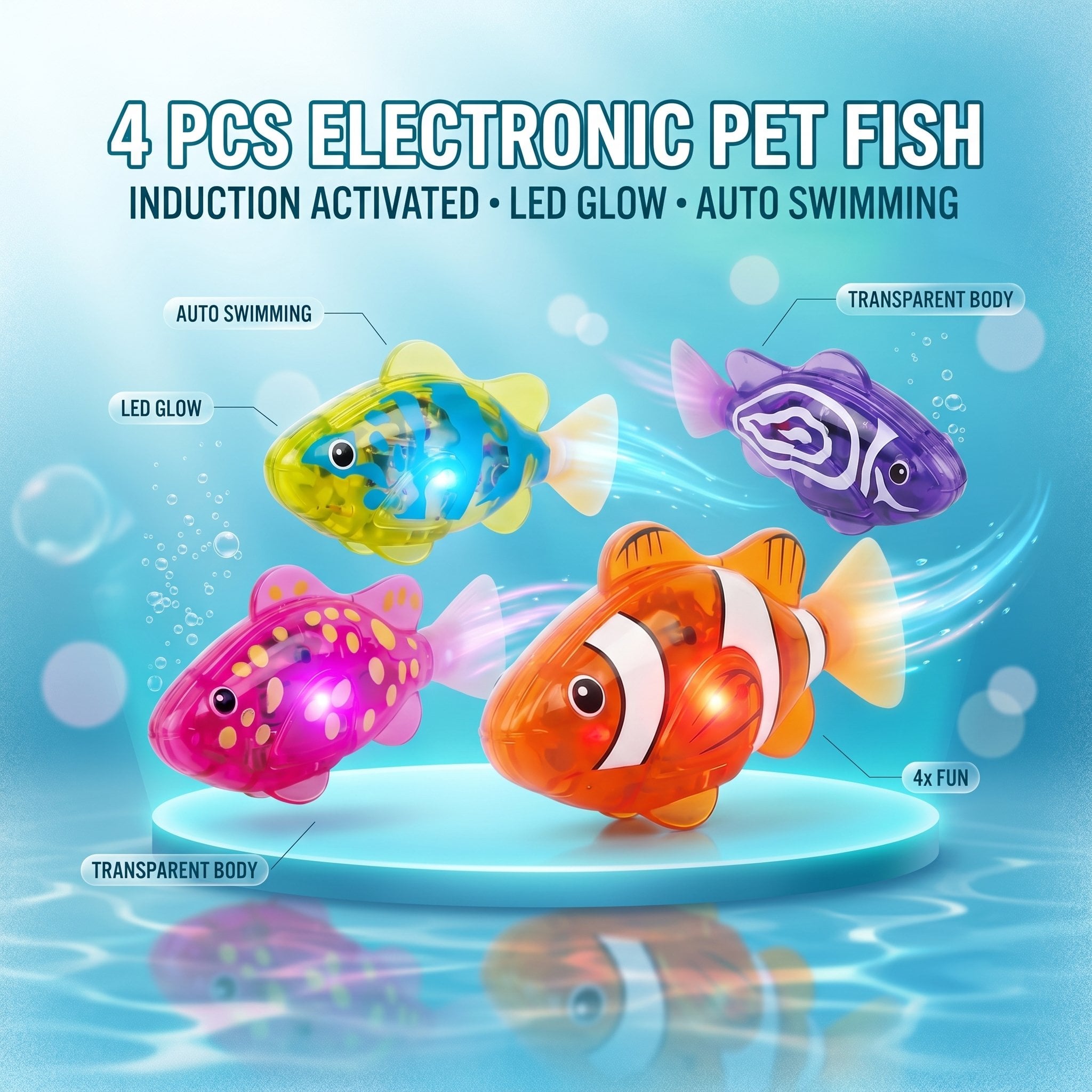 Buy 1 Get 1 Free🐟Induction Activated | LED Light Up | Auto-Swimming Bath Toy