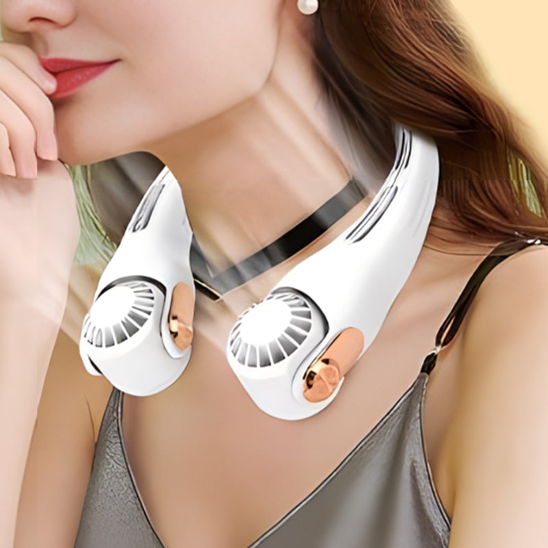 ⏰Last Day Special Price ￡13.99!!❄Neck Air Conditioner Fan – Ultra‑quiet, 360° rotating, 3 speeds. Hands‑free cooling, long battery. Summer essential! 😎🌬️