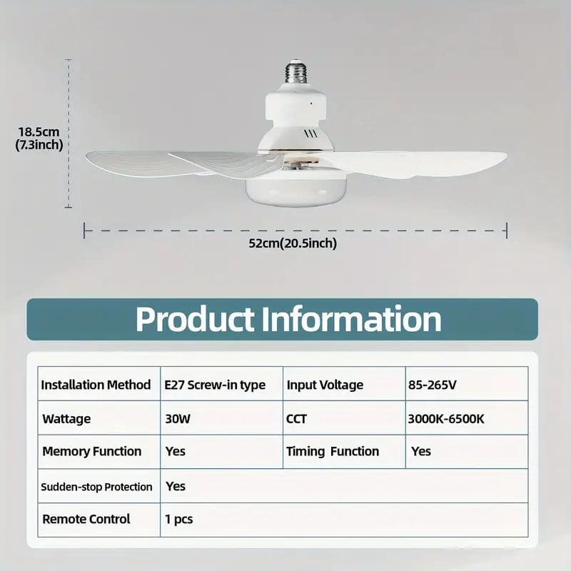 🏆🔥SmartBreez™ PRO 40W LED Ceiling Fan Light – 20.5” Ultra-Quiet with Remote 🎯 | For Bedroom 😴, Kitchen 👩‍🍳 & Garage 🛠️ – UK Ready! 🇬🇧