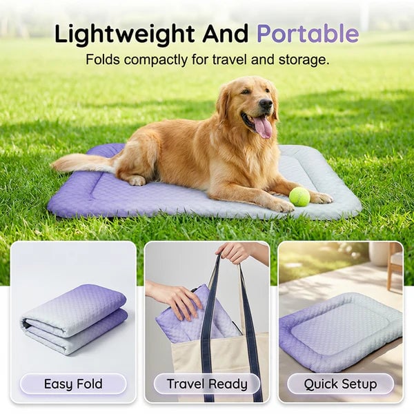 🐶🐱Pet Cooling Pad Mat for Dogs and Cats - Ice Silk Summer Cool Bed Blanket in Gradient Colors, Breathable Soft Sleeping Cushion for Indoor Floors Sofas