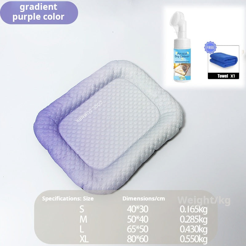 🐶🐱Pet Cooling Pad Mat for Dogs and Cats - Ice Silk Summer Cool Bed Blanket in Gradient Colors, Breathable Soft Sleeping Cushion for Indoor Floors Sofas