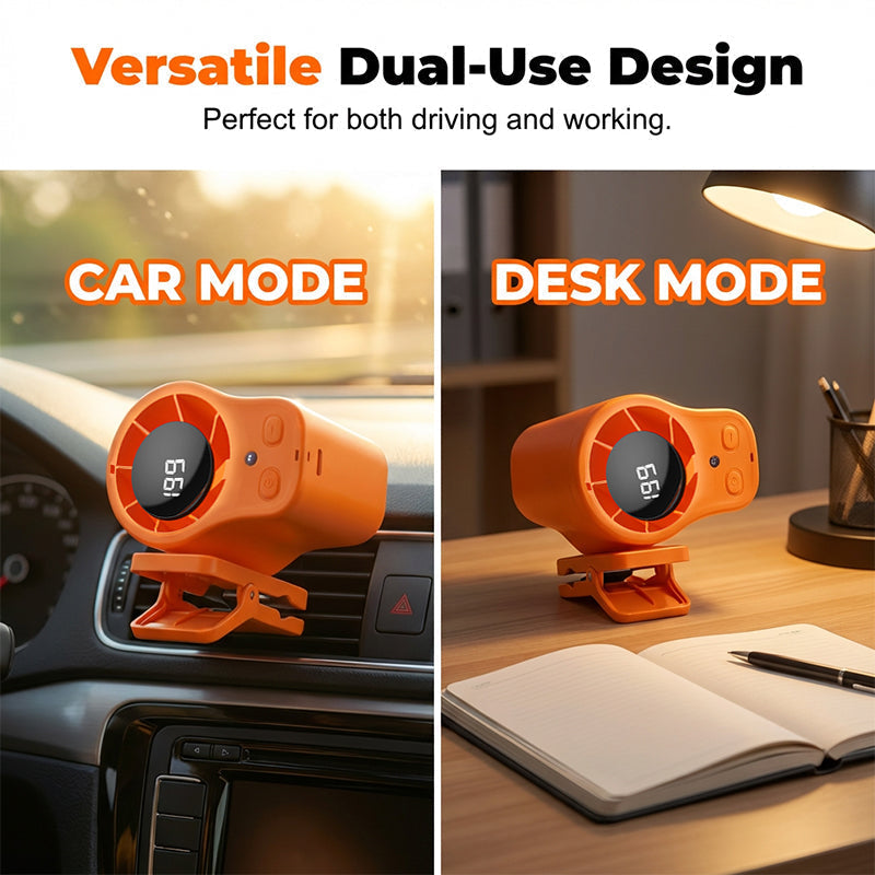 ❄️Summer cool-down deal⚡50K+ SOLD!🔥Joytutus Car Clip-On Fan – USB Rechargeable with LED Display, 360° Swivel, 100-Speed Stepless Cooling – Perfect Father's Day Gift 💨🎁