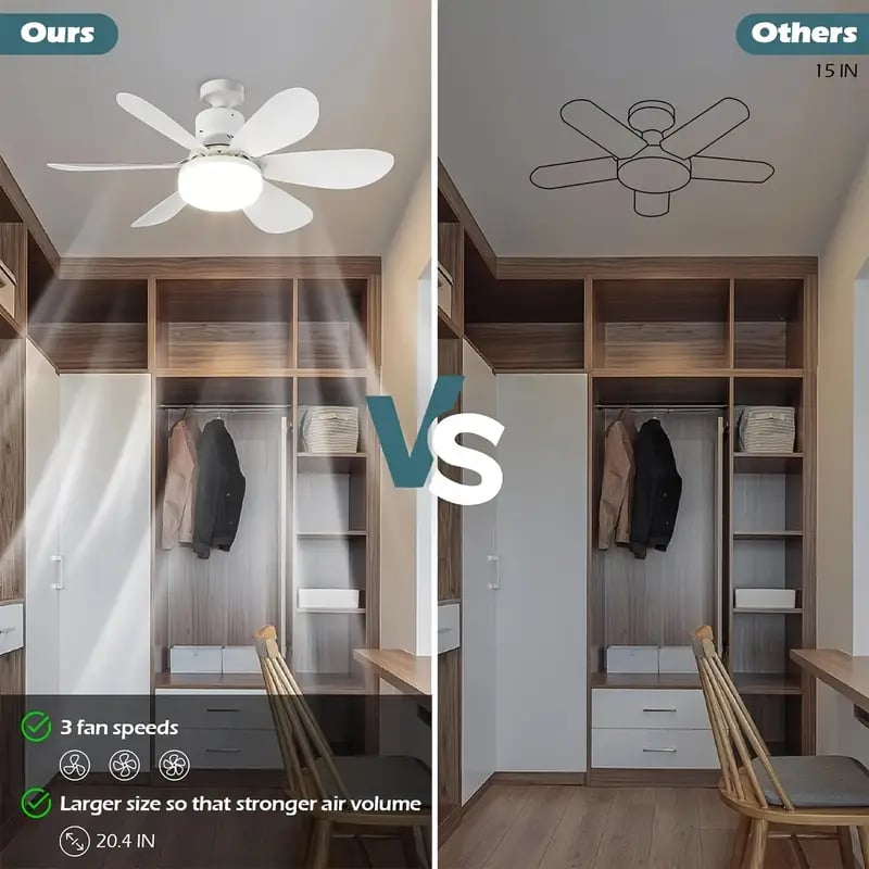 🏆🔥SmartBreez™ PRO 40W LED Ceiling Fan Light – 20.5” Ultra-Quiet with Remote 🎯 | For Bedroom 😴, Kitchen 👩‍🍳 & Garage 🛠️ – UK Ready! 🇬🇧