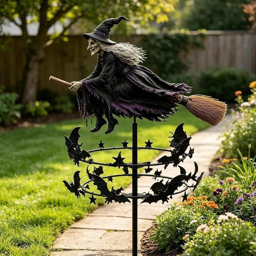 🧙‍♀️ Enchanted Witch Garden Wind Spinner – Where Witches Fly and Bats Dance
