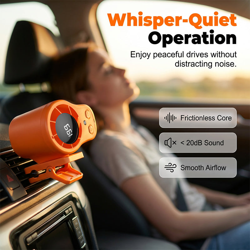 ❄️Summer cool-down deal⚡50K+ SOLD!🔥Joytutus Car Clip-On Fan – USB Rechargeable with LED Display, 360° Swivel, 100-Speed Stepless Cooling – Perfect Father's Day Gift 💨🎁
