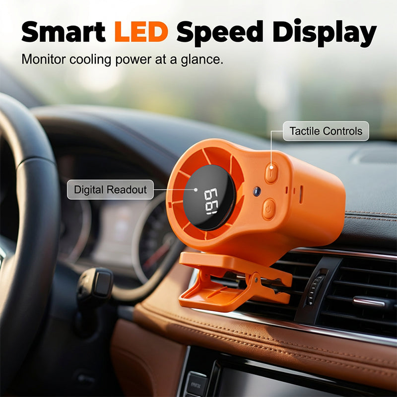 ❄️Summer cool-down deal⚡50K+ SOLD!🔥Joytutus Car Clip-On Fan – USB Rechargeable with LED Display, 360° Swivel, 100-Speed Stepless Cooling – Perfect Father's Day Gift 💨🎁