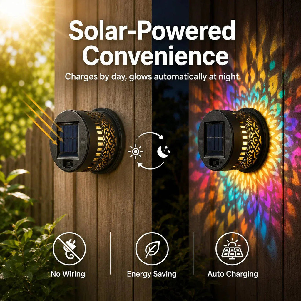 🌀💥Limited Sale - 49% OFF🌞💡Solar Mandala Wall Light Outdoor Garden Fence Projector Lamp Patio Ambient Decor